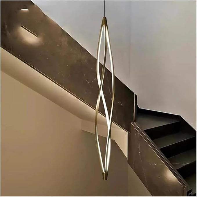Pendant Lights, Modern Home Decor Led Lights Pendant Light Lamps Forstaircase Chandeliers for Living Room Hanging Indoor Lighting(APP with RC Dimmable,Gold 150cm)
