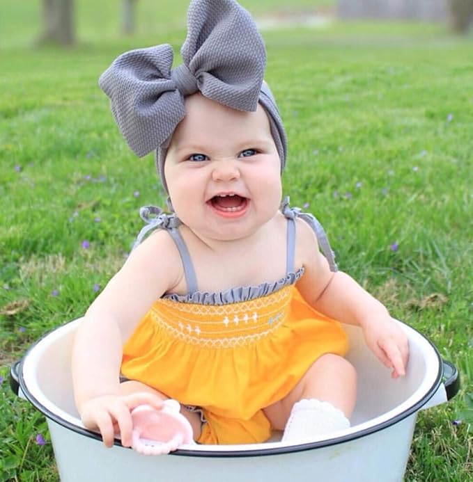 KIDOCHEESE Oversized Nylon Baby Head Wraps - Large Bows Hair Accessories for Newborn, Infant, and Toddler Girls