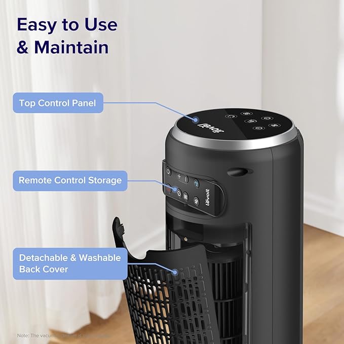 LEVOIT Classic 36 inch Tower Fan for Bedroom, 25ft/s Airflow Standing Fan that Blows Cold Air for Home, 90° Oscillation, Quiet 28dB, Remote, 12H Timer, 5 Speeds, 4 Modes with Smart Sensor, Black