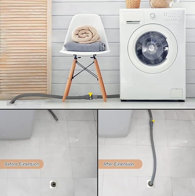 HLMOptimo 13 Feet Universal Washing Machine Drain Hose Flexible Dishwasher Drain Hose Extension Kits Corrugated Washer Hose w/ 1 Adapter 4 Clamps 1 U-Bend Holder
