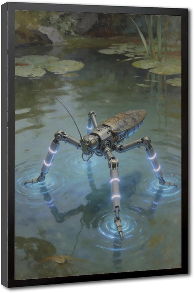 Framed Modern Sci Fi Wall Art for Living Room And Studio Futuristic Minimalist Decor 16x24in