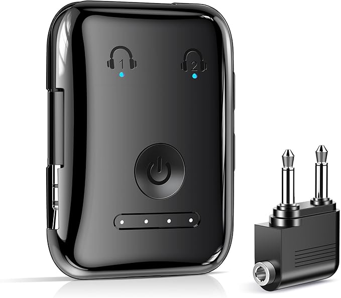 Premium Bluetooth 5.4 Transmitter, Airplane Wireless Adapter, Supports 2 AirPods/Headphones, Bluetooth Transmitter for TV, Airplane, Gym, with aptX Adaptive & Low Latency
