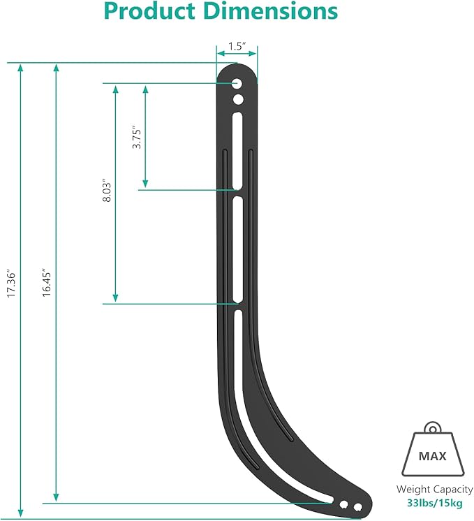 WALI Sound Bar Mount Bracket for Mounting Above or Under TV, Fits 32 to 70 inch TVs, 33 lbs. Weight Capacity (SBR201), Black