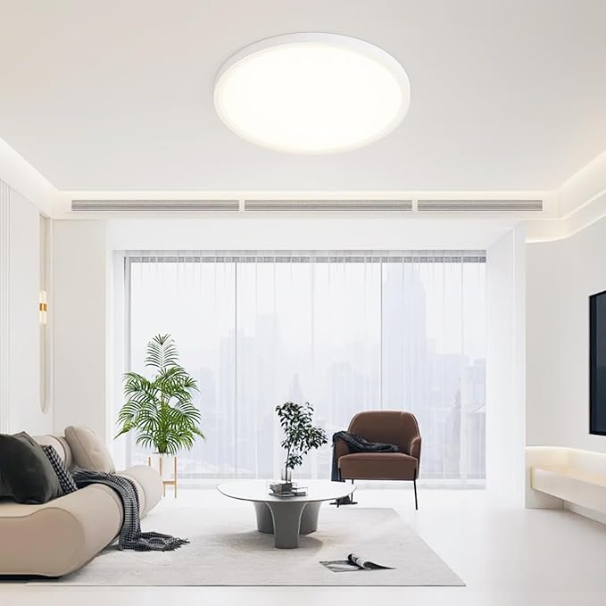 16 inch LED Ceiling Light Fixture, 32W 3200lm Flush Mount Ceiling Light, Ultra Thin, Dimmable, 3000K/4500K/6000K Selectable, for Home Office, Kitchen, Bedroom, Dining Room, Living Room, White