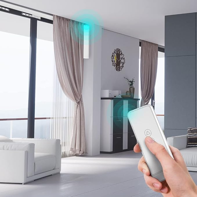 Automatic Curtain Opener,S Folding Electric Smart Curtains System,Motorized Curtains Rod with Remote & Timed,Compatible with Alexa/Google Home (Zigbee Motor, 5M (196.8in) Track)