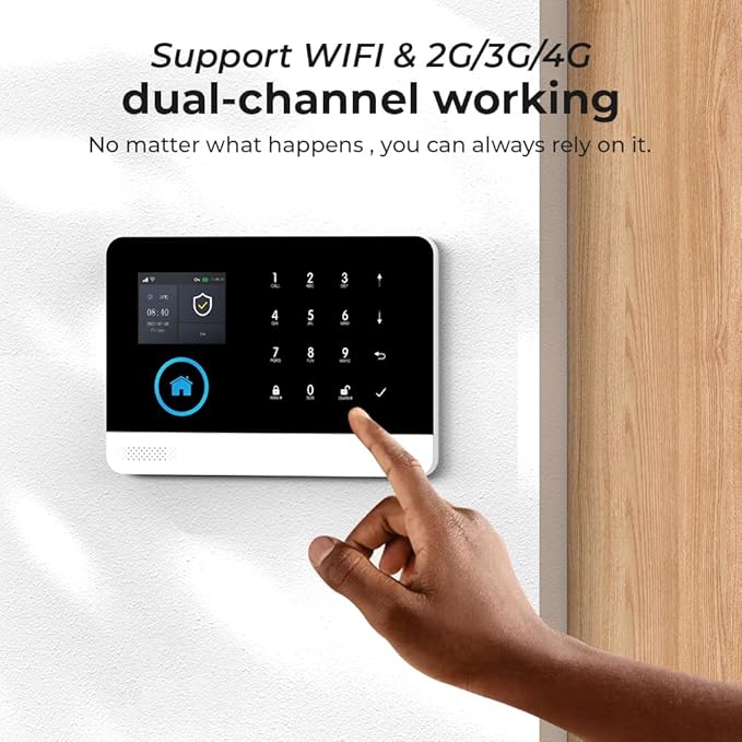 PGST Wireless Home Alarm System, 24-Piece Kit with Phone APP Alert, Door Sensor, Siren, Remote, Motion Detector, Compatible with Alexa (103-F)