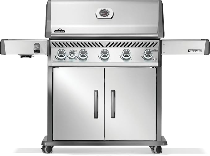 Napoleon Rogue PRO 625 Natural Gas Grill with Infrared Side Burner, Stainless Steel, Durable 6-Burner BBQ