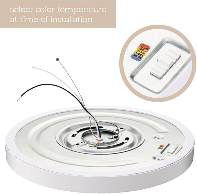 Builder Essential Round LED 7in Flush Mount 14W 1,100 Lumens with 5-CCT Selectability 2700-3000-3500-4000-5000K in Black