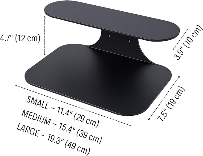 Black Metal Floating Nightstand – Wall Mounted Bedside Shelf for Bedroom, Minimalist Modern Floating Shelf, Powder-Coated Steel Wall Rack (Set of 2 Medium - 15.4")