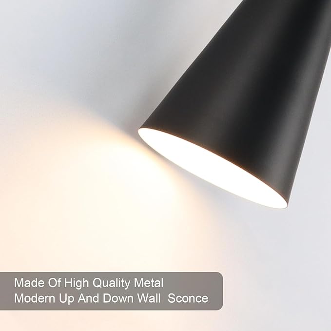 Wall Sconce Bathroom Sconces Lighting, 13 inch Black Modern Sconces Up Down Lights Wall Decor Indoor Wall Light Fixtures for Living Room Hallway Staircase Bedroom Hardwired