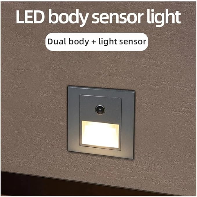 4Pcs Motion Sensor Stair Lights 3W Recessed LED Step Light 3000K Indoor Stair Step Wall Lamp Staircase Bedroom Decoration 4Pcs Silver