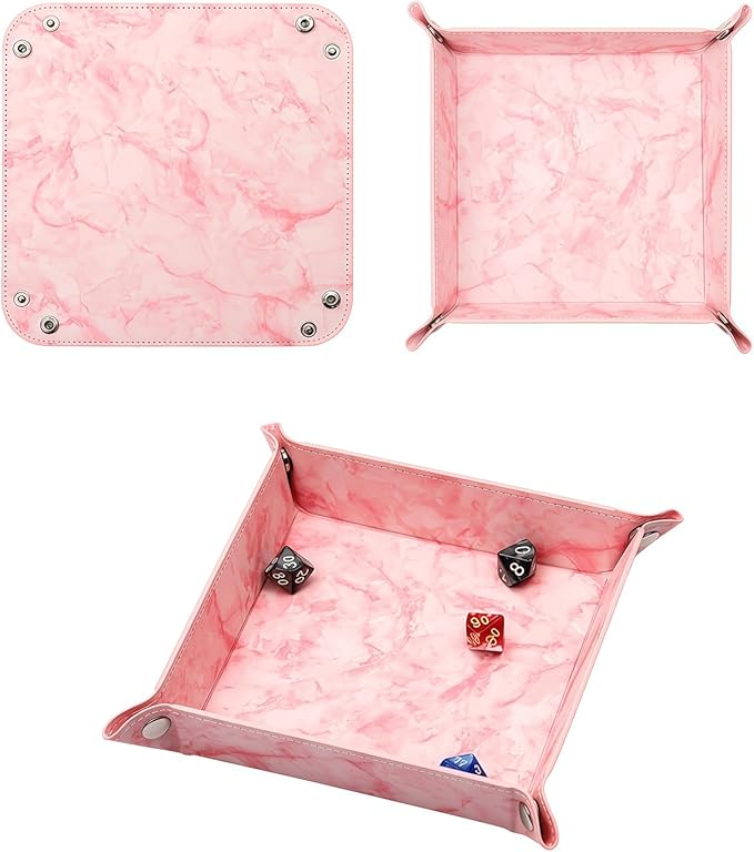 siduater Valet Tray Desktop Storage Organizer – Vegan Leather Catchall Bedside Vanity Tray Nightstand Caddy Holder for Remote Controller, Watch, Keys, Phone, Wallet, Coin, Jewelry, Marble Pink