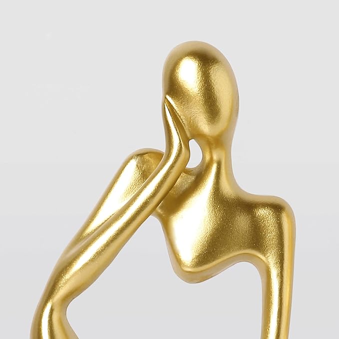 BrownLove 3pcs Golden Decor Thinker Statue Abstract Art Sculpture，Resin Collectible Figurines for Home Living Room Office Shelf Decoration