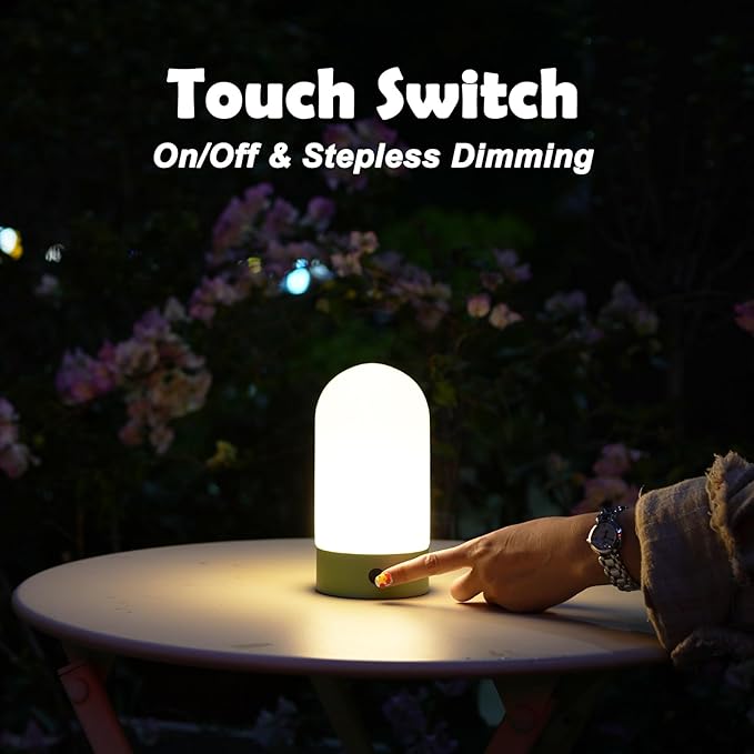 WEILAILUX Battery Operated Shower Lamp Waterproof, Small Portable Cordless Table Lamp Rechargeable, Touch Dimmable Mood Light for Home/Patio/Dining/Outdoor (Khaki)