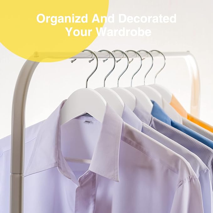 White Wooden Hangers 30 Pack Slim Coat Hangers for Closet with Smooth Finish,Shirt,Suit,Dress,Heavy Duty Clothes Hanger