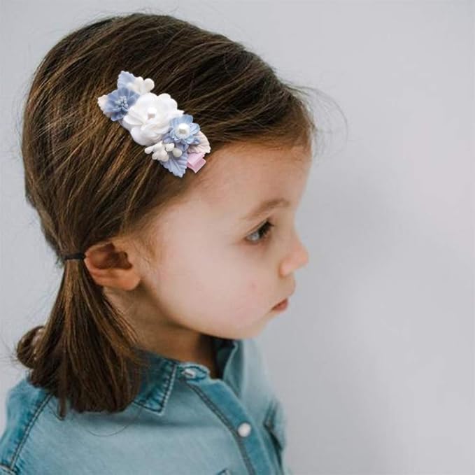 Flower Hair Clip for Baby Girl, Lightweight Hair Bow with Boutique Fully Lined Alligator Clip for Toddler Teens Gifts
