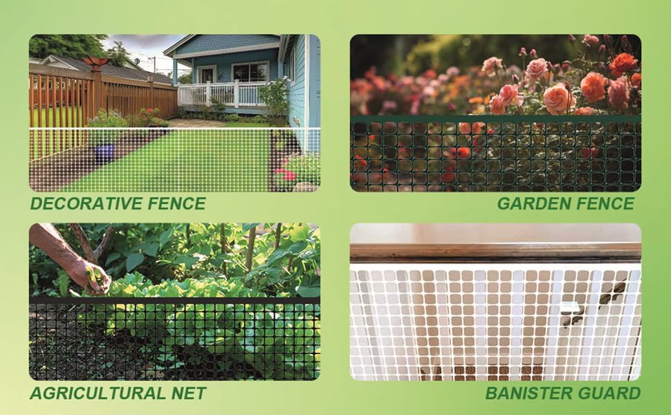 PotatoLife White Plastic Garden Fence, Hardware Mesh, 40'' x 50'