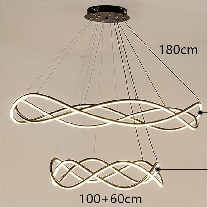 Modern Home Decor Led Lights Pendant Light Lamps for Living Room Chandeliers for Dining Hanging Indoor Lighting,Modern LED Chandelier(APP with RC Dimmable,Black-D100 60cm)