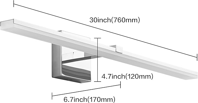 ZUZITO 30in Modern Bathroom Light Fixtures Dimmable 5CCT LED Bathroom Lighting Fixture Over Mirror Chrome Vanity Light Bar for Bath