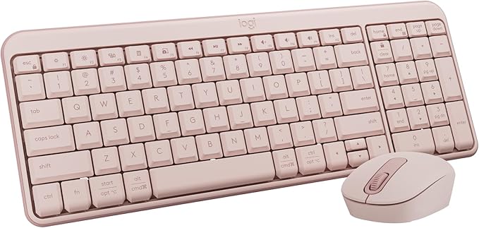 Logitech MK250 Bluetooth Wireless Mouse and Keyboard Combo: Fast & Easy Connectivity, Compact Wireless Keyboard, Ambidextrous Mouse, Durable Build - Windows/MacOS - Rose