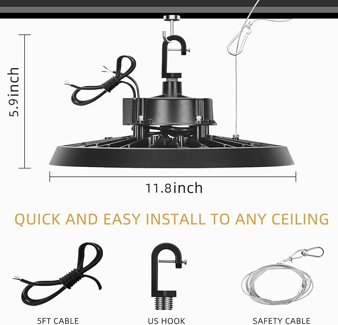 RMC 4 Pack UFO LED High Bay Light 150W 24000LM, 3 CCT Switchable (3500K/4000K/5000K), 0-10V Dimmable, 120-277V, ETL Listed, Commercial LED Shop Lights for Warehouse, Workshop, Barn, Factory