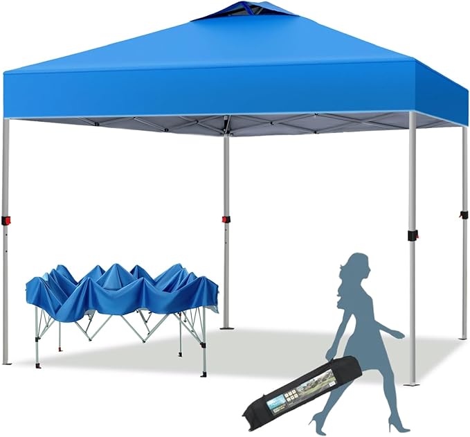 MFSTUDIO 10x10 Pop Up Canopy Tent, Gazebo Shelter Sun Shade Canopies Waterproof Patio Portable Popup Screened Tents for Beach,Parties,Camping,Blue