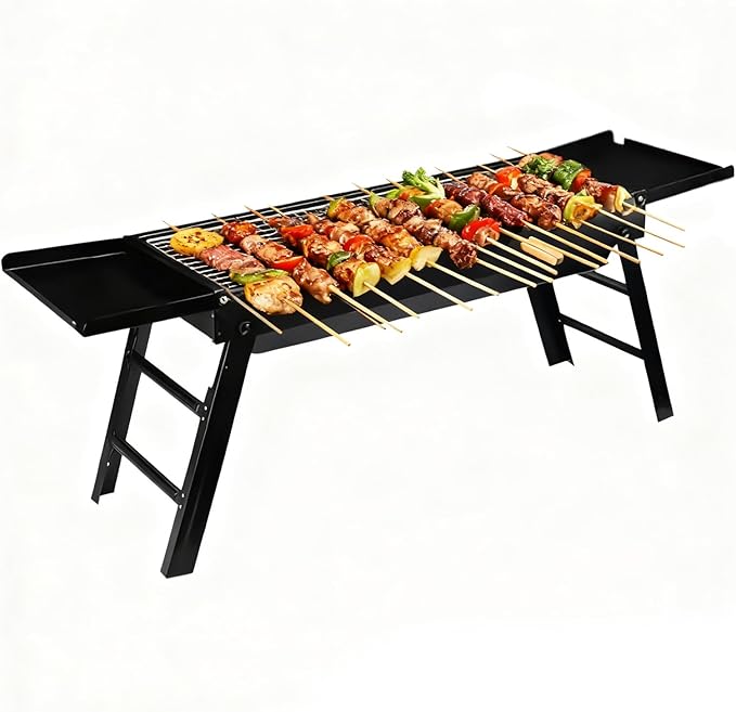 Portable Charcoal Grill, Removable Stove, 88x22x31cm, Foldable BBQ Stove, Outdoor Cooking Grill, Portable Handle, for Garden Outdoor Camping Cooking Picnic Travel Backyard