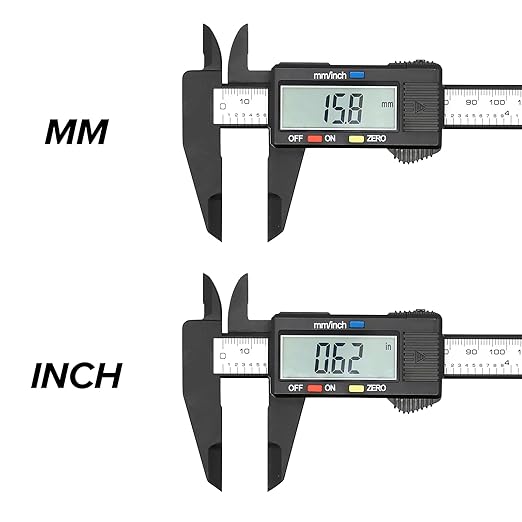 Electronic Digital Caliper, Plastic Vernier Caliper, Caliper Measuring Tool with Inch/Millimeter Conversion, Extra Large LCD Screen, 0-6 Inch/0-150 mm, Auto Off Featured Micrometer Ruler