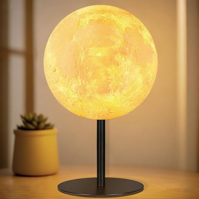 Moon Lamp Small Table Lamp for Bedroom, Dimmable Bedside Table Lamp with 30 Modes, Night Light Bedside Lamps for Night Stands, Desk Lamp for Living Room, Office, Dorm, Birthday Gifts for Kids Teens