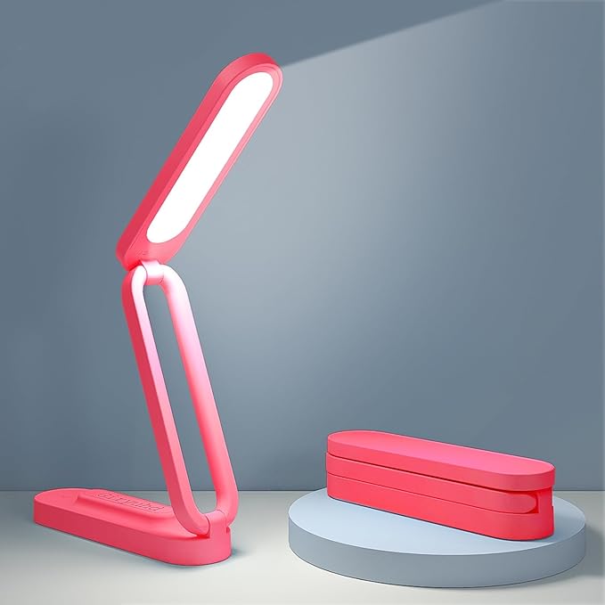 Giryuhd LED Desk Lamp for Office Home & Battery Operated Lamp Rechargeable Lamp Foldable & Portable Light, LED Desk Light Strip, 3 Brightness Dimmable Small Desk Lamp Wireless Reading Lamp