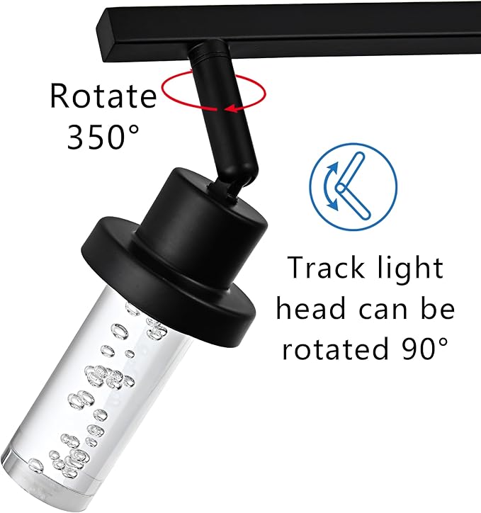 MELUCEE LED Track Light Semi Flush Mount Ceiling Spotlight 6 Lights Bathroom Light Fixtures Over Mirror with Flexibly Rotatable Light Heads, Built-in LED Chips, 5-Color Temperature Adjustable