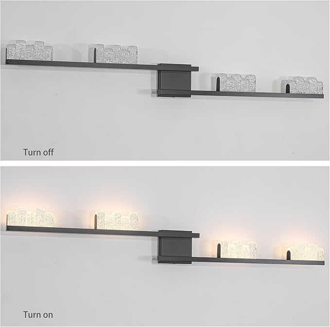Qcyuui Modern Wall Sconces 47.2inch Dimmable LED Wall Lights 3000K Acrylic Wall Lighting Indoor Long Linear Wall Lamps for Living Room Bedroom Hallway, Black,36W