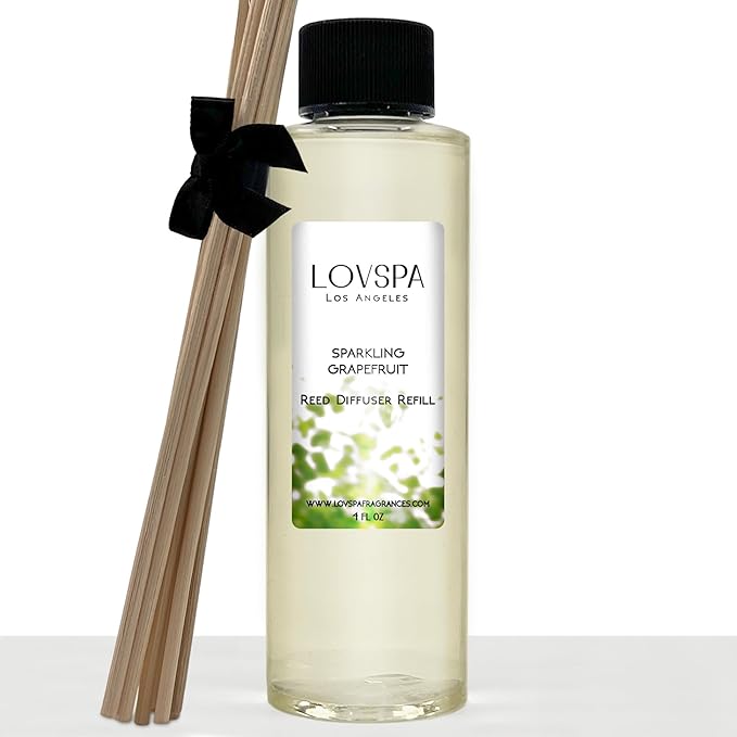 LOVSPA Sparkling Grapefruit Diffuser Oil - Luxury Essential Oils for Diffuser Refill & Air Freshener Room Spray - Long-Lasting & Natural Home Fragrance, Scented Oil for Diffusers, USA Made, 4oz