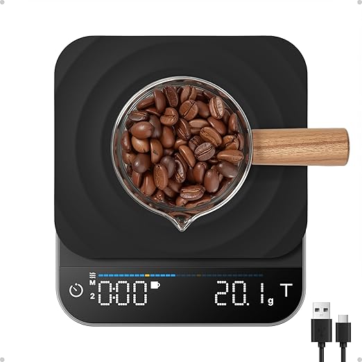 RENPHO Espresso Scale with Timer, Rechargeable Coffee Scale with Flow Rate Indicator, 0.1g Accurate Coffee Been Scale for Pour-Over, Gift for Coffee Lover, Calibarista, 3kg