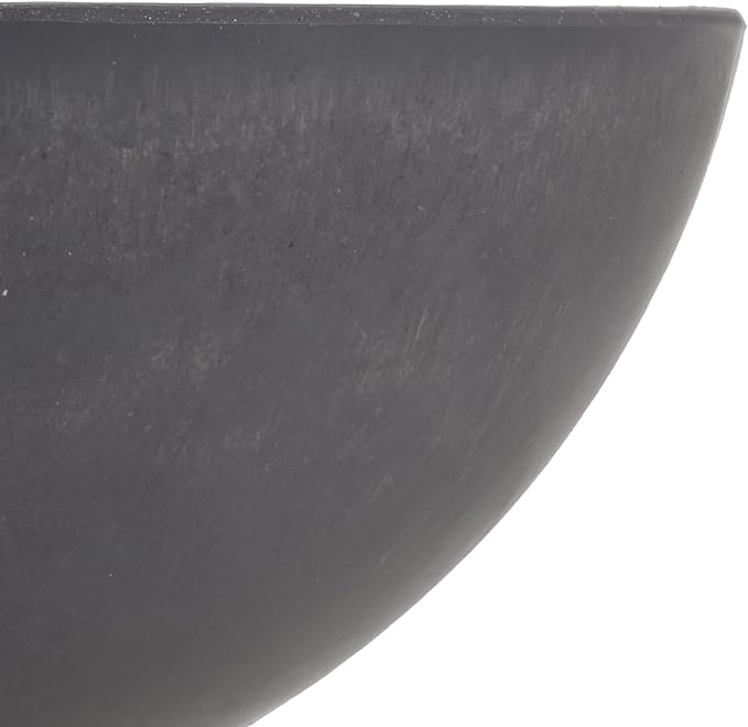 PSW Pot Collection M30DC 12-inch Plastic/Stone/Wood Composite Low Bowl Planter – No Drainage Hole (Drillable), Shallow Indoor/Outer Pot for Succulents, Bonsai, Fairy Gardens, Herbs, Dark Charcoal