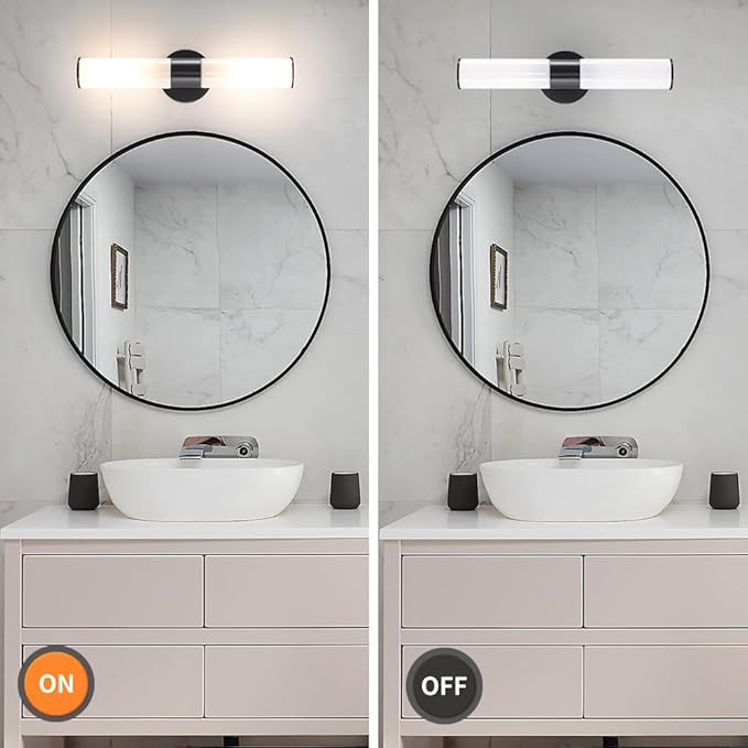 Black Wall Sconces Set of 2, Modern Sconces Wall Lighting, Bathroom Vanity Lights with Opal White Glass Shade, Vanity Sconce over Mirror, Wall Light Fixtures for Living Room Bedroom Hallway Stairs