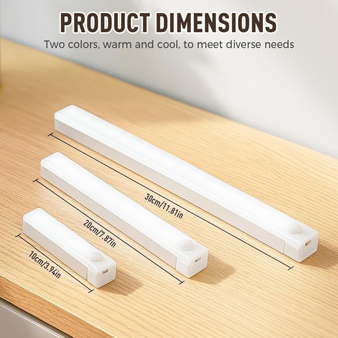2025 Upgraded Punch-Free Smart Sensor Magnetic Rechargeable LED Lights, Rechargeable Motion Sensor Light, Wireless Motion Sensor Indoor Lights, Stick On Lights for Kitchen/Stairs (6PC-Warm, 11.8in)
