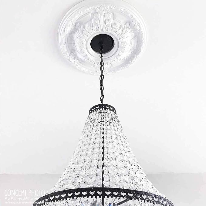 Ekena Millwork CM15BECBF 15 3/4"OD X 3 7/8"ID X 3/4"P Berkshire Ceiling Medallion Fits Canopies Up to 7", Cloud Burst