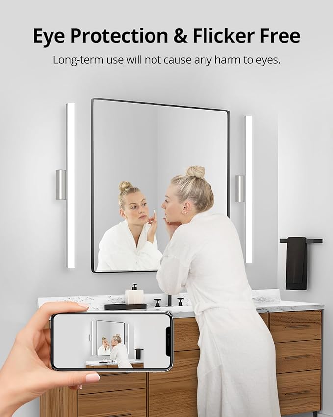 Combuh LED Vanity Lights Bar 36 Inch, 20W Bathroom Light Fixtures Over Mirror, IP44 Indoor Wall Mounted Sconces Modern for Washroom, Cool White 6000K