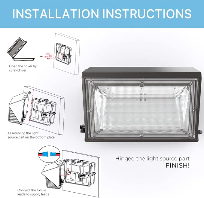 HYPERLITE 120W LED Wall Pack Light with Dusk-to-Dawn Photocell 4Packs, ETL Listed Outdoor Security Lighting Commercial and Industrial LED Wall Lights for Parking lot Garage Warehouse Factory