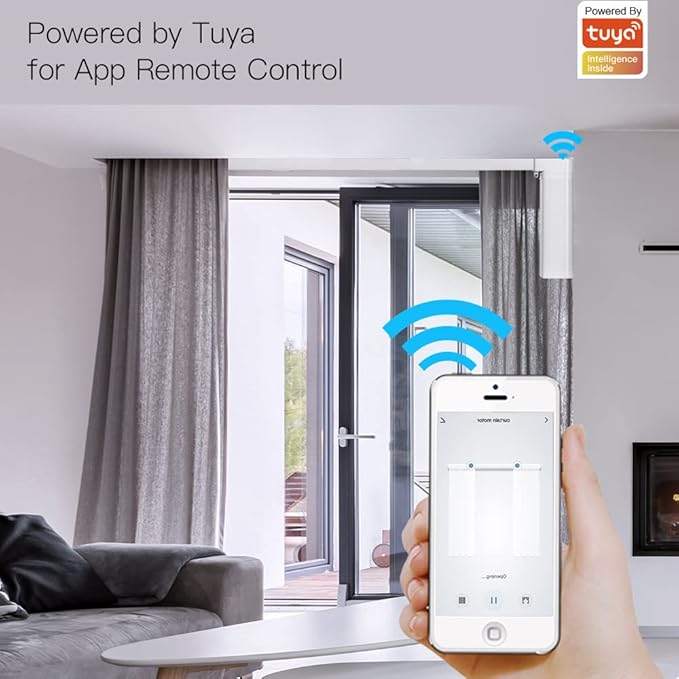 Automatic Curtain Opener,S Folding Electric Smart Curtains System,Motorized Curtains Rod with Remote & Timed,Compatible with Alexa/Google Home (Zigbee Motor, 5M (196.8in) Track)