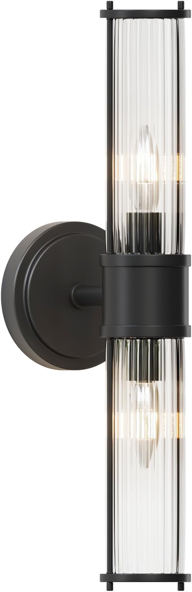 Bathroom Sconce Wall Lighting - Black Bathroom Vanity Light Fixture Vertical and Horizontal Wall Mount 2-Light Modern Indoor Wall Light for Hallway Living Room(E12 Bulbs Excluded)