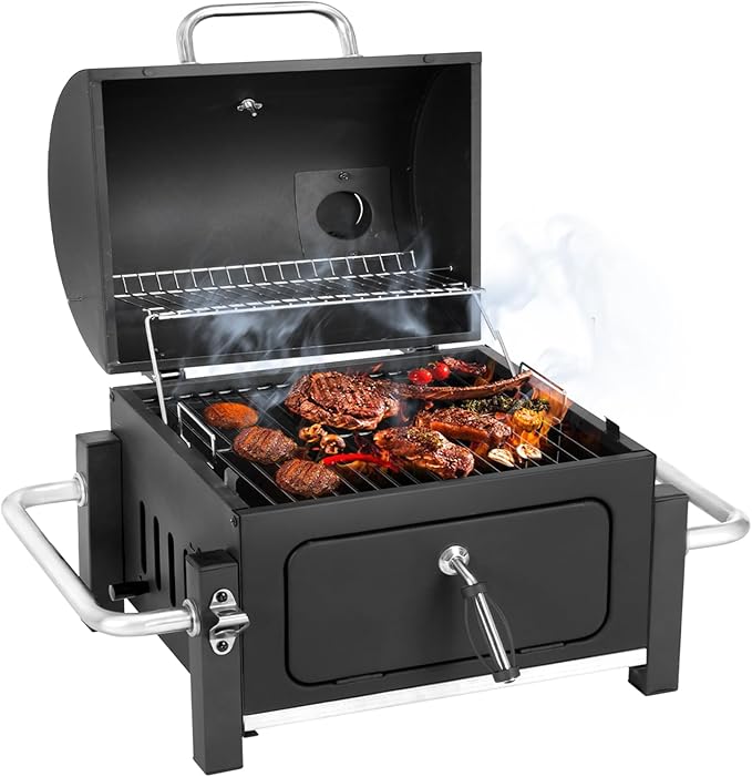 Portable Charcoal Grill with 314 Square Inch Cooking Area,Compact Tabletop Charcoal Grill with Warming Rack,Small BBQ Grill with Charcoal Tray for Outdoor Camping, Picnic