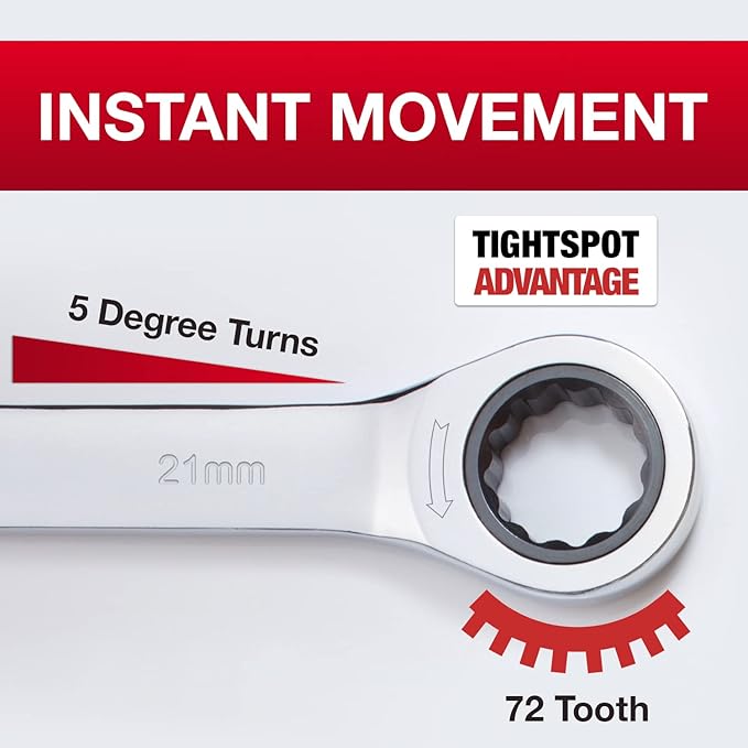 Jaeger 21 mm Ratchet Wrench with Precision Ratcheting and Hardened, Polished Steel for Projects with Metric Tight Spaces