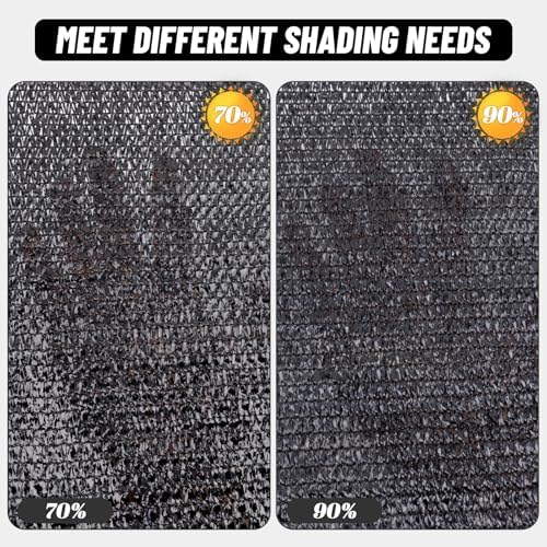 Cool Area Sun Shade Cloth with Grommets for Garden, 90% 6.5x16.5ft, Black