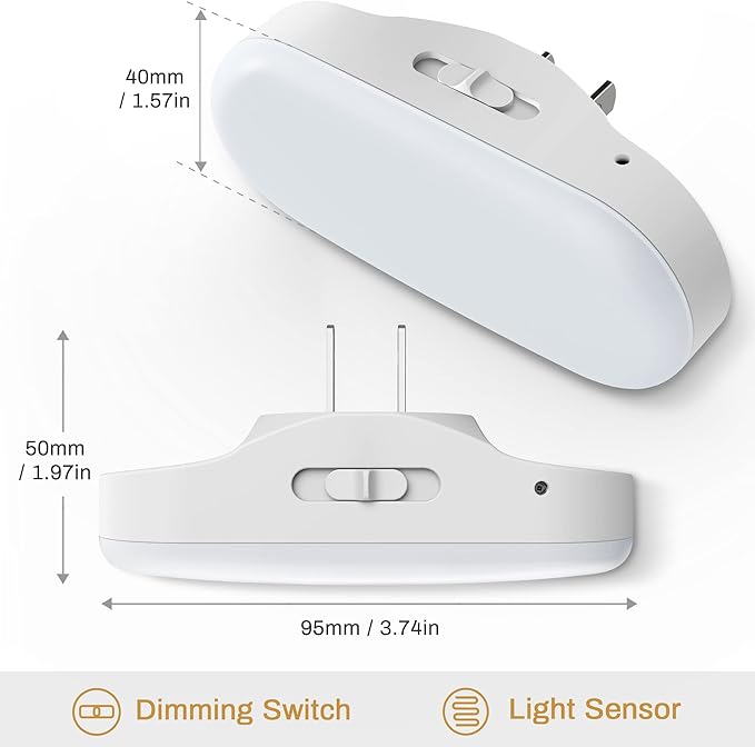 DORESshop Led Night Lights Plug into Wall Soft White, Compact Dimmable Night Light for Nursery 4Pack for Bedroom, Kids Room, Bathroom