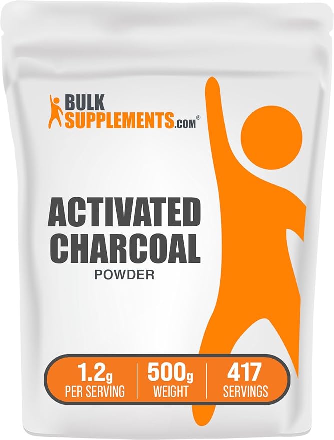 BulkSupplements.com Activated Charcoal Powder - from Coconut Charcoal, for Teeth Whitening - Vegan & Gluten Free, 1.2g per Serving, 500g (1.1 lbs) (Pack of 1)