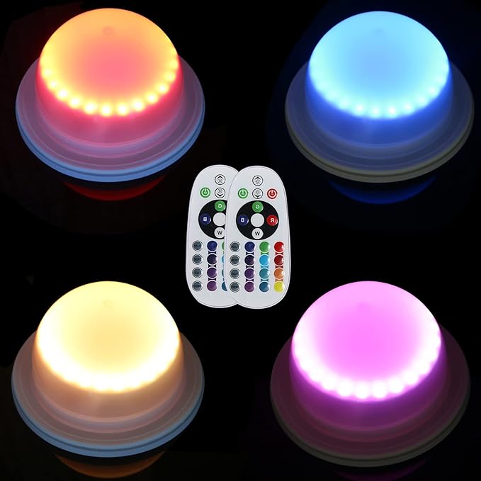 4 Pack LED Under Table Lights for Parties - RGB Event Lighting for Weddings Floor, Remote Control Uplighting for Cocktail Table, Coffee Table, Reception, Furniture