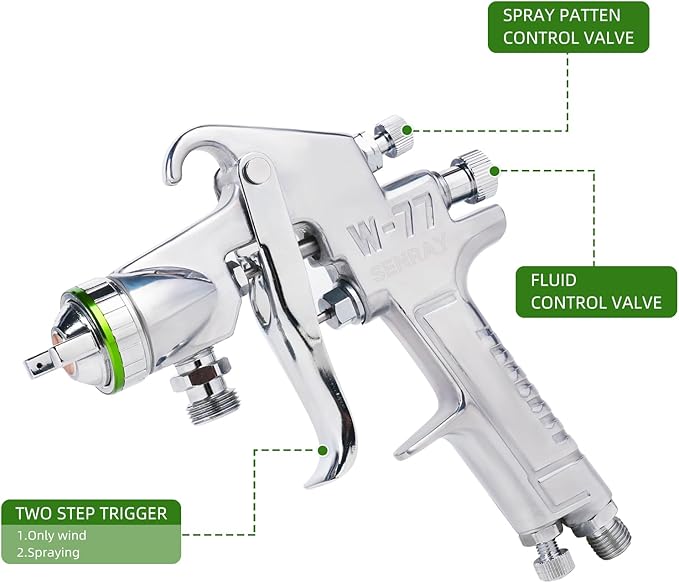 Pressure Feed Air Spray Paint Gun, Pressure Pot Paint Sprayer Without Cup - 2.0mm Nozzle