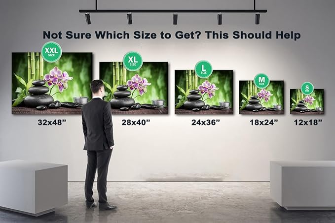 GUTTATY Zen Wall Art Decor, Modern Bathroom Zen Decor Wall Art, Canvas Wall Art for SPA Zen Room Decor, Green Bamboo and Pebble Relaxing Art Prints for Office & SPA Wall Decor 24x36 Inches